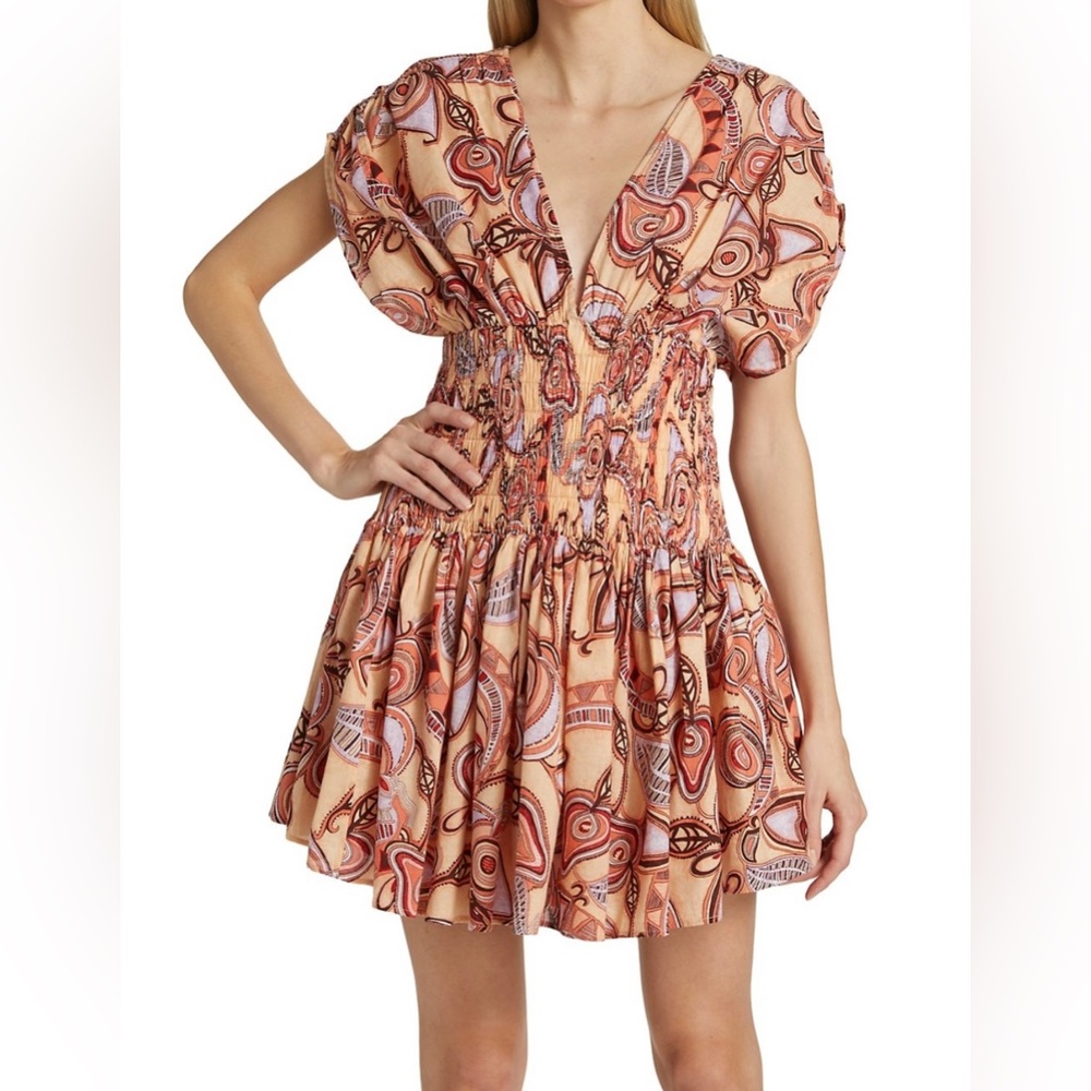 NWT A.L.C. Luna Smocked Printed Minidress sz 4
